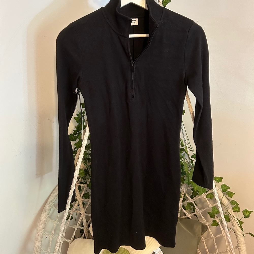 Aritzia Sunday Best Black Half-Zip Dress, PRIX LTD dupe